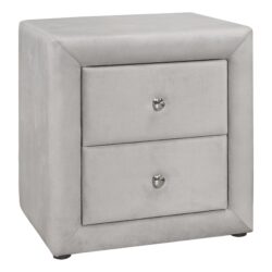 Nightstand, Storage Drawer, Upholstered, Transitional - Light Gray
