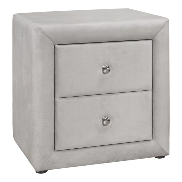 Nightstand, Storage Drawer, Upholstered, Transitional - Light Gray