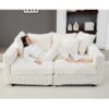 Plush Corduroy 4 Seat Sofa, Modern Comfy Upholstered Sofa Cloud Couch, Deep Seat Couches With Soft Pillows, Convertible Deep Seat Sofa Lounge Chair For Living Room - Beige - Image 10