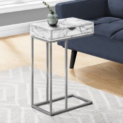 Accent Table, C - Shaped, Contemporary / Modern - White