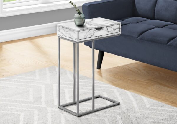 Accent Table, C - Shaped, Contemporary / Modern - White