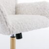 Office Chair, Artificial Rabbit Hair Home Office Chair With Golden Metal Base, Adjustable Desk Chair Swivel Office Chair, Vanity Chair - Beige - Image 13