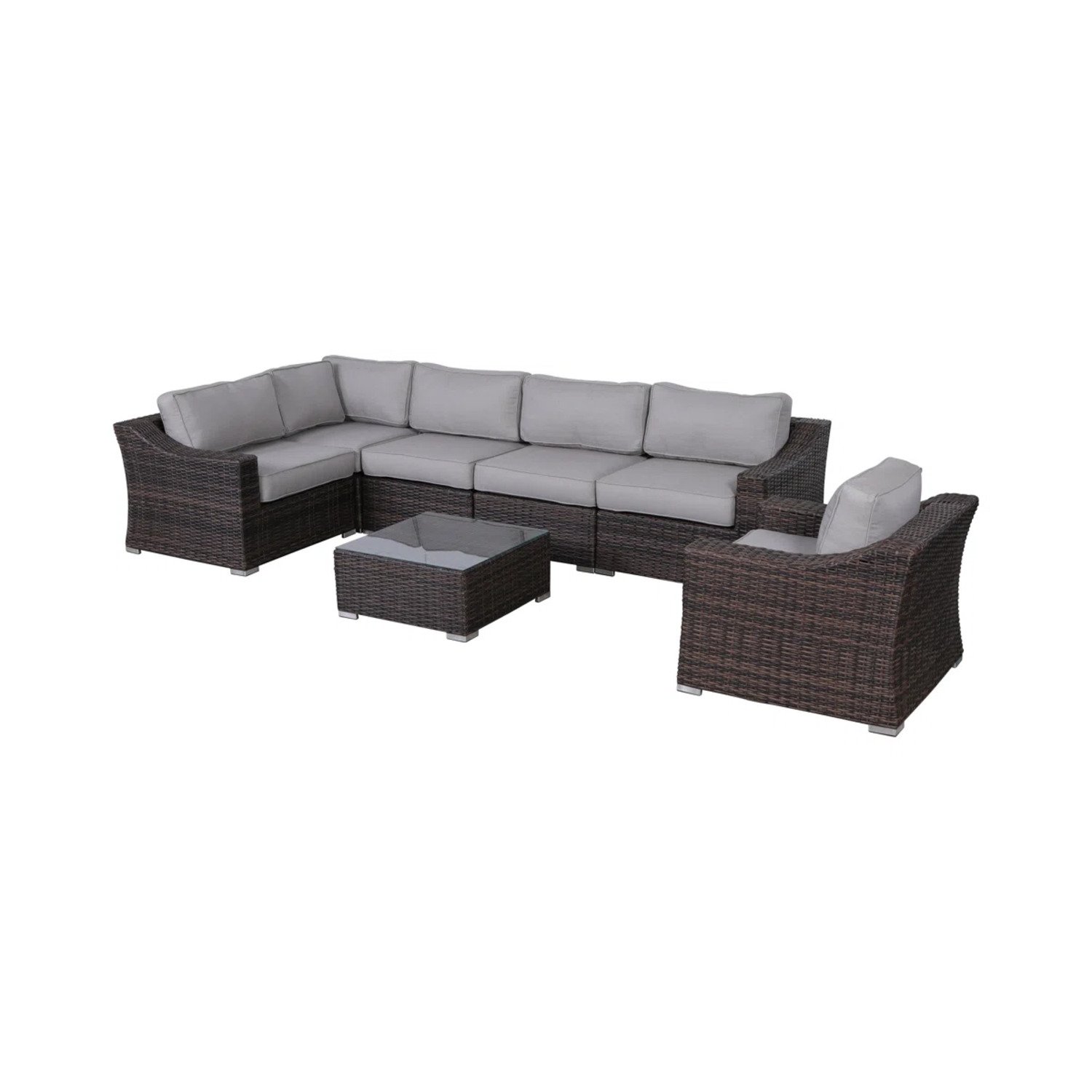All Weather Wicker 5 Seat Conversation Set With Cushions Durable And Stylish Outdoor Furniture - Gray Mix - Image 2