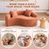 Tai Chi - Curved Dual Depth Loveseat, Full Compression Sponge Sofa - Coral - Image 4