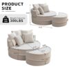 Modern Oversized Round Barrel Accent Chair With Ottoman - Velvet Upholstered Lounge Armchair With 5 Pillows For Living Room Or Bedroom - Gray - Image 3