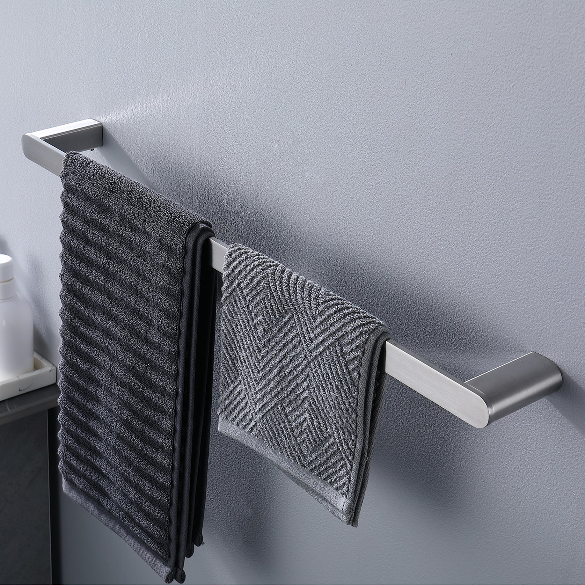 Modern Wall Mounted Bathroom Hardware Set With Robe Hook, Towel Rail, And Tissue Paper Holder - Brushed Nickel - Image 7
