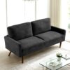 Sofa, European Style With Sleek Design, Modern & Vintage Flair, Upholstered 3 Seater Couch - Black - Image 6