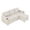 Convertible L Shaped Sofa Couch With Storage, Cup Holders, USB Ports - Beige - Image 15