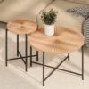 Radial - Pattern Coffee And End Table Set Waterproof Cover, Distressed Cylindrical Design, Legs Classic Rustic Charm (Set of 2) - Natural Wood / Brown - Image 5