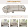 Upholstered 3 Seater Curved Sofa With Printed Pillows Chenille - Beige - Image 8