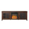 Modern Farmhouse 2 Door Glass Windowpane 70" Fireplace TV Stand For 80" TVs - Dark Walnut - Image 2