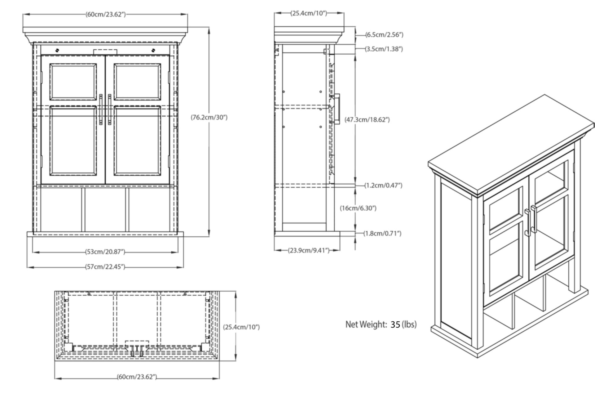 Avington - Two Door Wall Cabinet With Cubbies - Pure White - Image 7