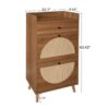 Allen - Rattan 2 Door 1 Drawer Cabinet Shoe Rack For Entrance, Double Layer - Walnut - Image 3