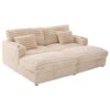 Upholstered Oversized Double Chaise Lounge Sofa With USB Ports And Cup Holders - Champagne - Image 14