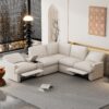Power Recliner Corner Sofa Home Theater Reclining Sofa Sectional Couches With Storage Box, Cup Holders, USB Ports And Power Socket For Living Room - Beige - Image 4