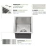 13" Undermount Kitchen Sink 16 Gauge Single Bowl - Brushed Nickel - Image 6