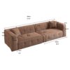 Tofu Block Sofa Modern Design Fabric Three Seat - Brown - Image 3