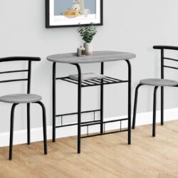 3 Pieces Dining Table Set, Small, Contemporary & Modern - Gray