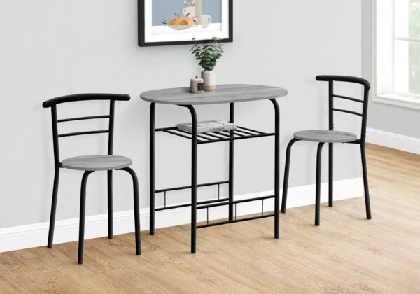 3 Pieces Dining Table Set, Small, Contemporary & Modern - Gray