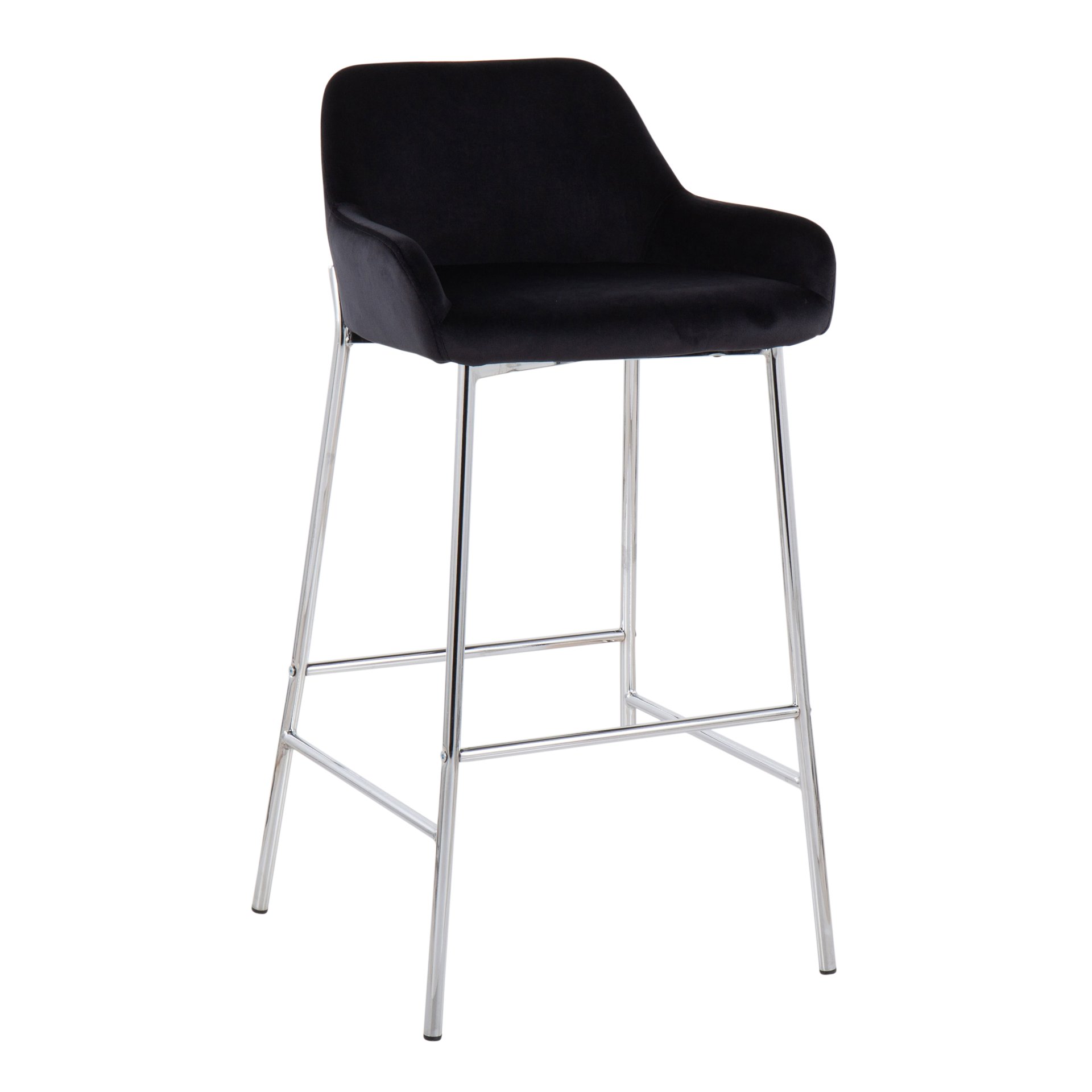 Daniella - Contemporary Fixed Height Bar Stool (Set of 2) - Chrome / Black - Image 2