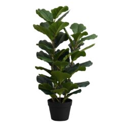 32" Tall, Artificial Plant, Fiddle Tree, Indoor, Faux, Fake, Floor, Greenery, Potted, Real Touch, Decorative - Green / Black