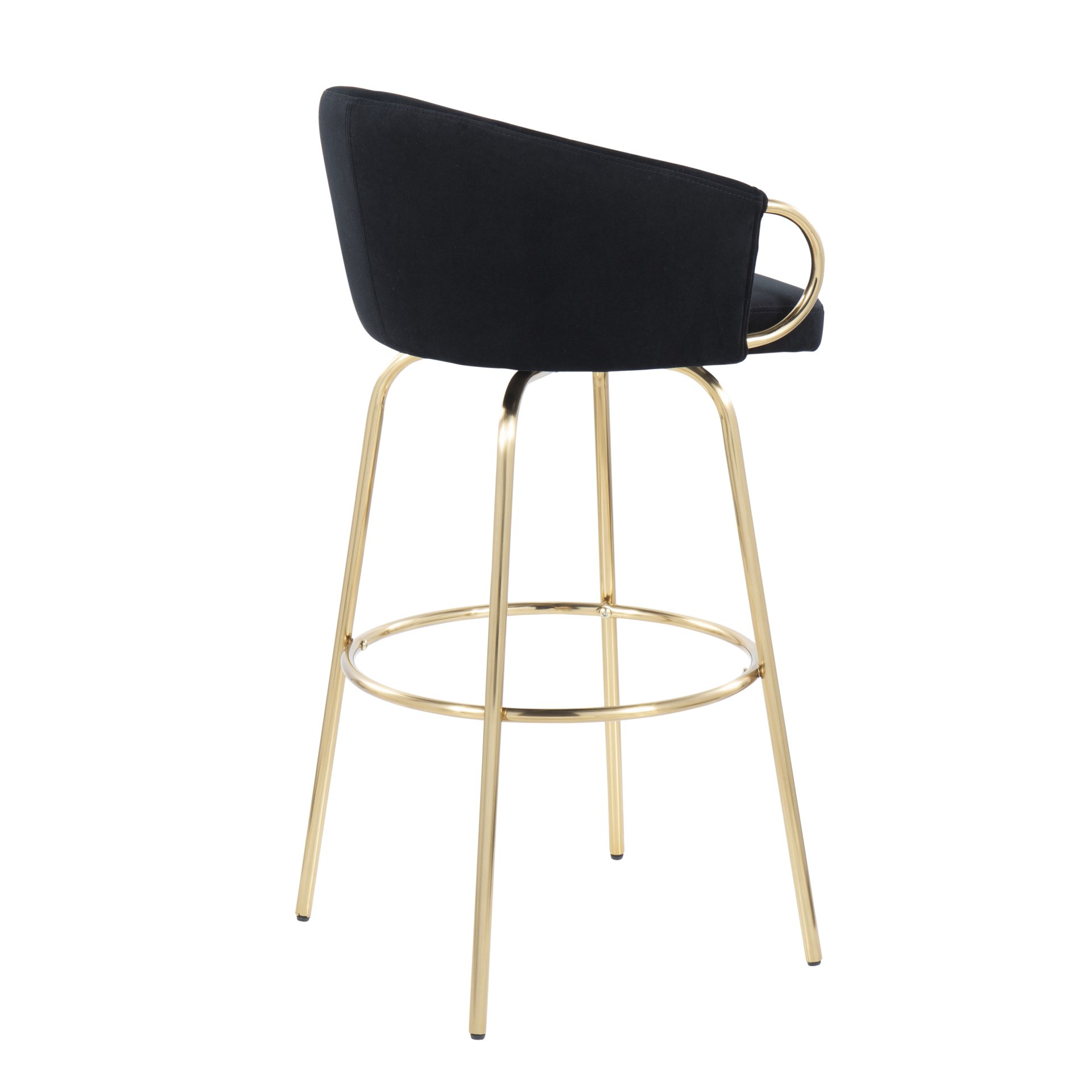 Claire - Contemporary / Glam Fixed Height Bar Stool With Round Footrest (Set of 2) - Black / Gold - Image 4