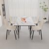 Modern Extendable Dining Table And Chair Set, 2 - 6 People, Table, Chairs, Metal Base - Beige / White - Image 12