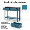 Farmhouse Style Console Table With 2 Drawers And Bottom Storage Shelf, Pagoda - Blue - Image 3