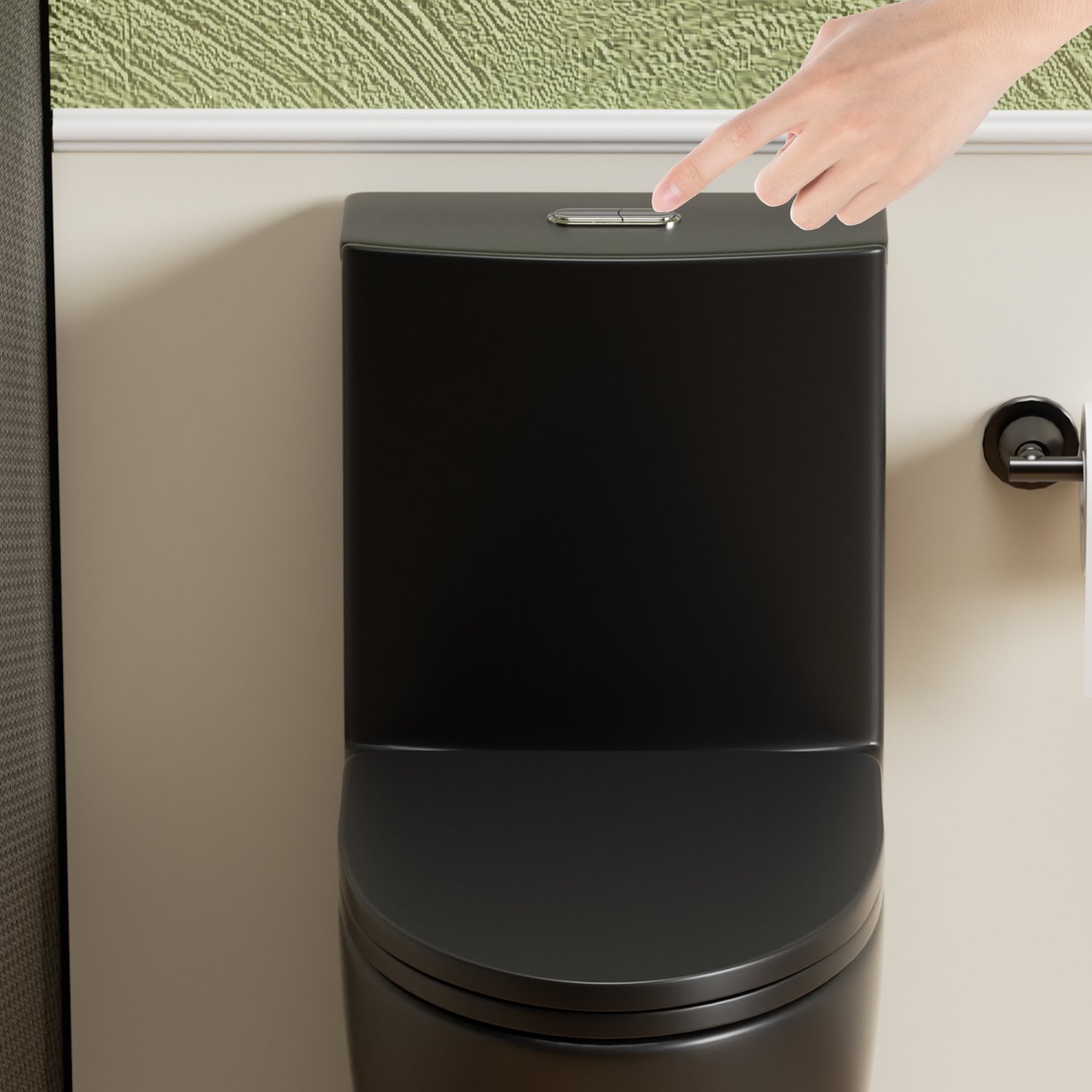 1 Piece Toilet With Tornado Flush, Dual Flush, And ADA Height Comfort Chair - Matte Black - Image 6
