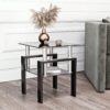 Modern Tempered Glass Tea Table, End Square Table For Living Room - Black - Image 4