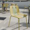 4 Piece Set Of Modern Striped Color Blocking Single Chairs Waterproof And Fade Resistant - Grain Yellow / Haze Green / Tropical Orange - Image 2
