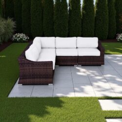 Outdoor Sofa Seating Group With Cushions, Weather Resistant - Brown