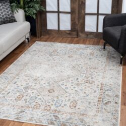 Noble - 5'3" X 7'3" Polyester Area Rug - Ivory