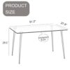 Modern Minimalist Rectangular Glass Dining Table With Tempered Glass Top Metal Legs, For 4 - 6 - Transparent - Image 3