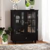 Buffet Cabinet With Double Glass Doors And Drawer, Storage Sideboard - Black - Image 7