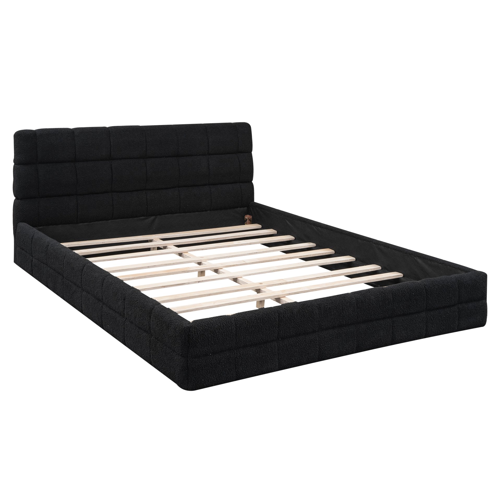 Queen Size Upholstered Platform Bed - Black - Image 7