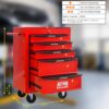 Rolling Metal Tool Chest With 5 Drawers, 20" Steel Storage Cabinet With Ball Bearing Slides - Red / Black - Image 8
