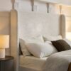Carmen - King Upholstered Wingback Bed Frame With High Headboard - Ivory - Image 7