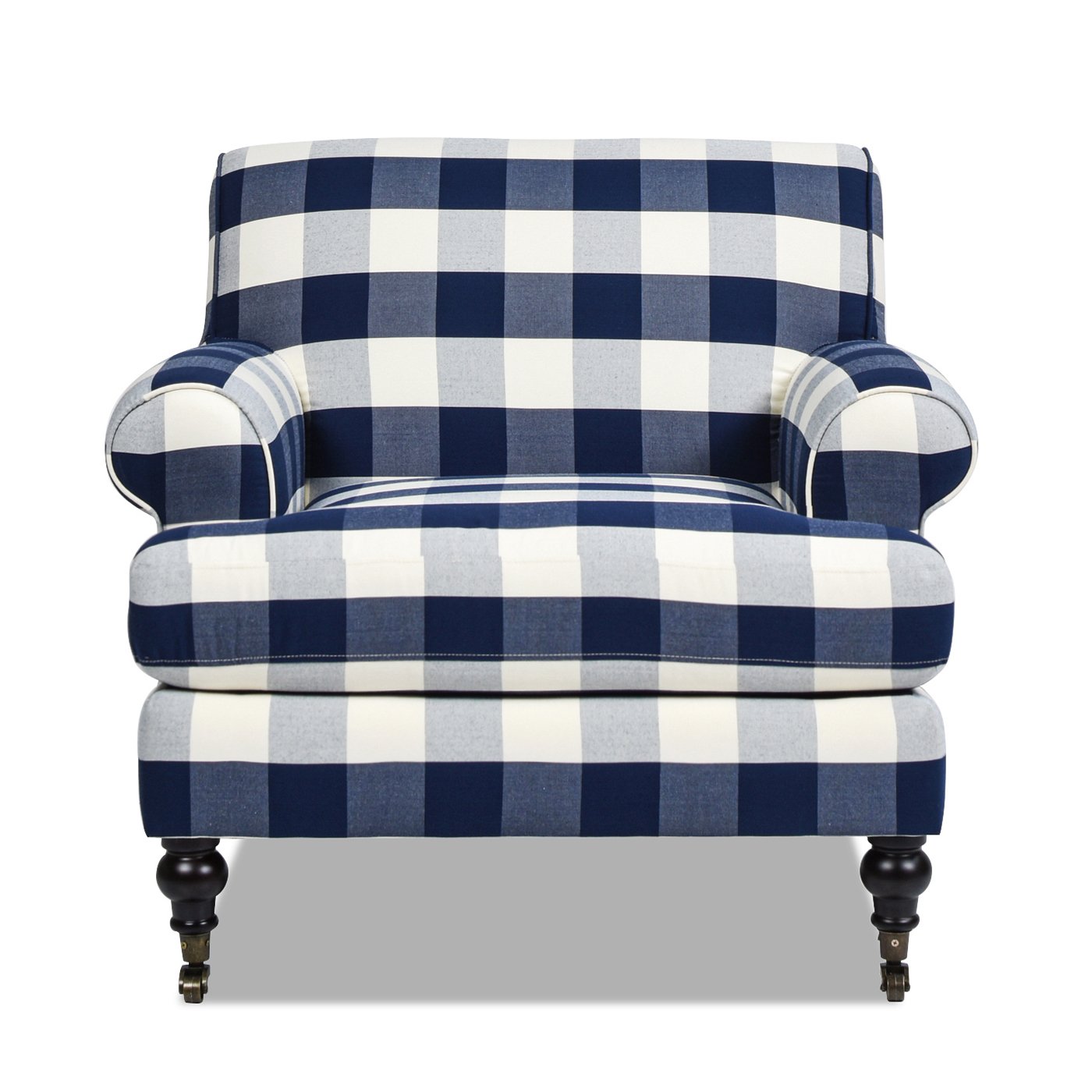Alana Lawson - Accent Arm Chair Casters - Blue Lattice - Image 5