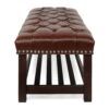 Bedroom End Of Bed Bench Tufted Upholstered End Of Bed Bench End Of Bed Entrance Shoe Bench, 60" With Nailhead Trim And Shelf Bedroom Upholstered Leather Bench Living Room Shoe Rack Footstool - Dark Brown - Image 9