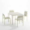 4 Piece Set Of Modern Color Block Designed Single Chairs, UV Resistant And Rust Proof - Grain Yellow / White - Image 10