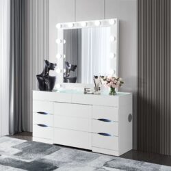 Elisa - Vanity Set With Stool And LED Lights - White
