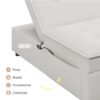 4 In 1 Sofa Bed, Chair Bed, Multi - Function Folding Ottoman Bed With Storage Pocket And USB Port For Small Room Apartment, Living Room, Bedroom, Hallway - White - Image 6
