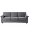 Soft Sofa, Upholstered 3 Seater Couch, Loose Back Cushions And Turned Legs - Gray - Image 4