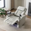 270 Degree Power Swivel Recliner, Home Theater Seating With LED Light Strip, Cup Holder, 360 Degree Swivel Tray Table, And Cell Phone Holder Chair - Gray - Image 7