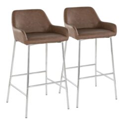 Daniella - Contemporary Fixed Height Barstool (Set of 2) - Chrome / Espresso