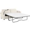 Corduroy Sleeper Sofa Loveseat Sofa With Full Size Mattress, 2 USB Ports, 2 Cup Holders, 2 Side Pockets And A Phone Holder For Living Room - Beige - Image 13
