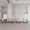 Modern Dining Chairs With High Back Upholstered Design Metal Legs, (Set of 4) - White - Image 4