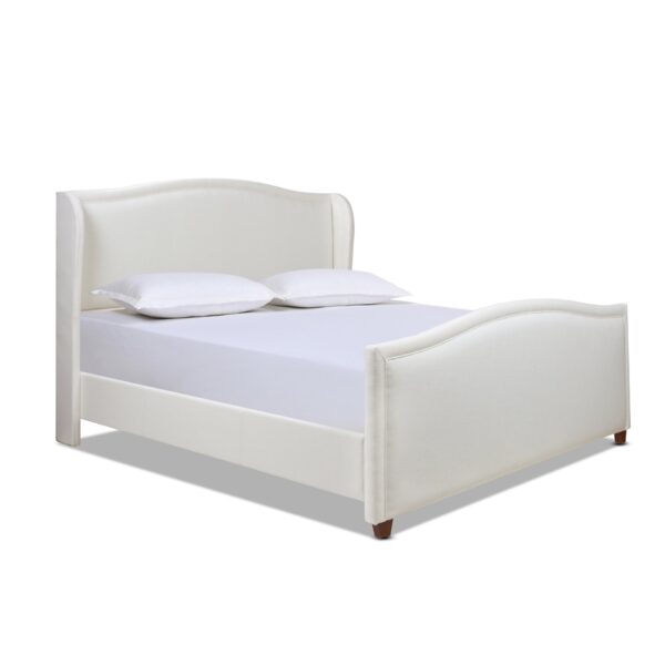 Carmen - King Upholstered Wingback Panel Bed Frame - Antique White