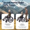 Premium Nursing Folding Wheelchair Frame Double Brakes Adjustable Seat Belt & Breathable Cushion Safe Comfortable Ride With Anti Backflip & Stability Features - Black / Gray - Image 5